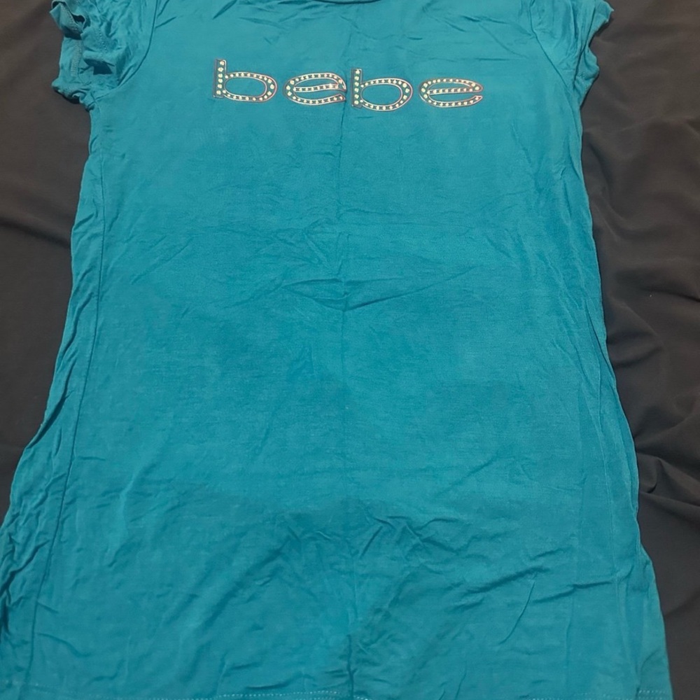 Bebe Turquoise Tee with Logo